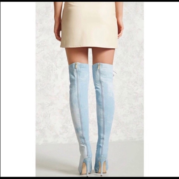 Denim lace up heels - Picture 3 of 5